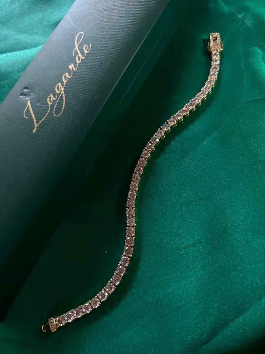 Pulsera Estilo Tennis de Piedra en Chapa de Oro 18k — vista 3