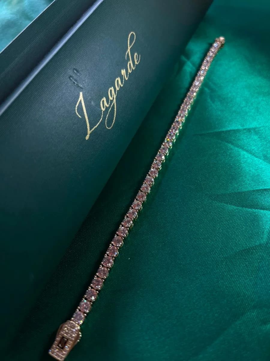 Pulsera Estilo Tennis de Piedra en Chapa de Oro 18k — vista 4