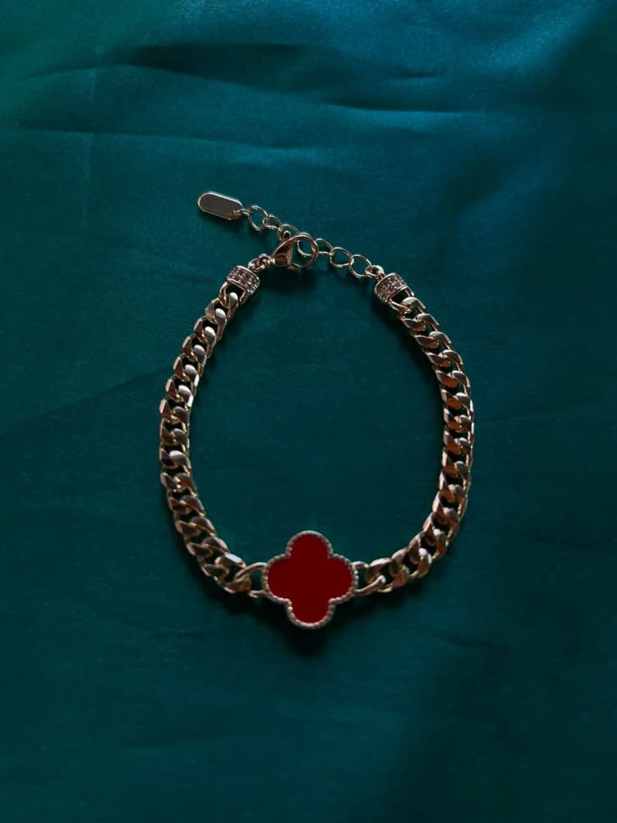 Pulsera Trebol con Eslabon en Chapa de Oro 18k — vista 3