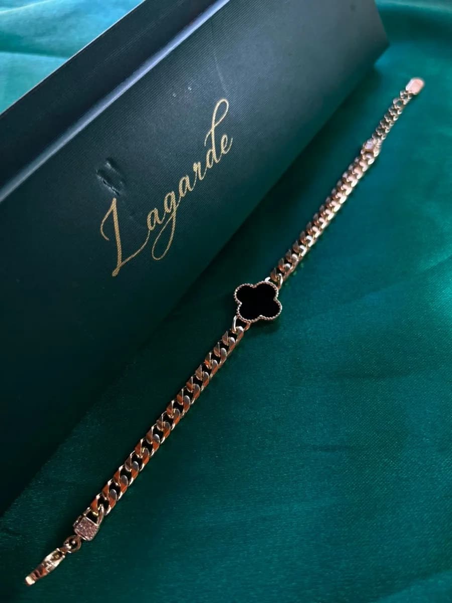 Pulsera Trebol con Eslabon en Chapa de Oro 18k — vista 2