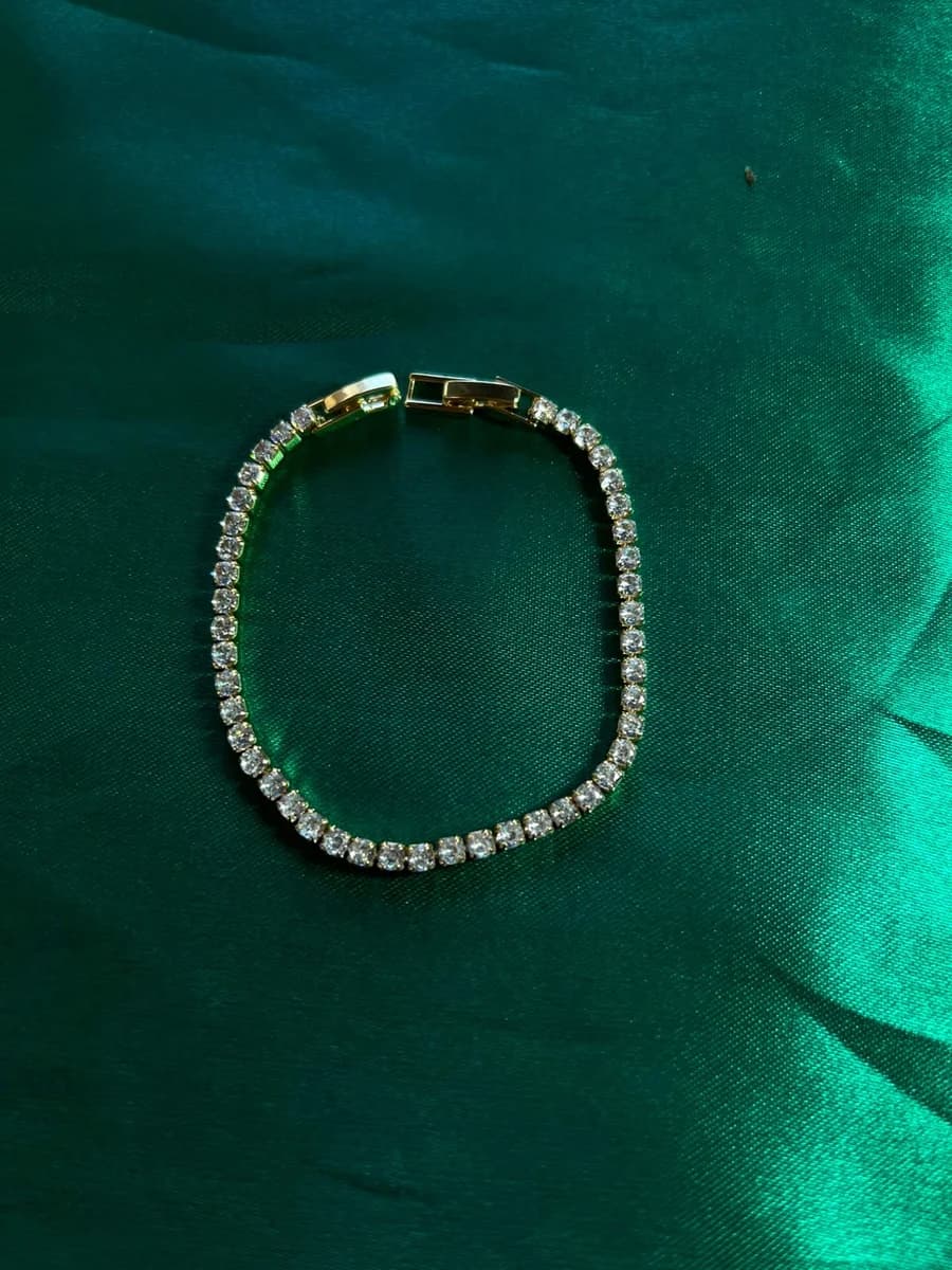 Pulsera Estilo Tennis de Piedra en Chapa de Oro 18k — vista 4