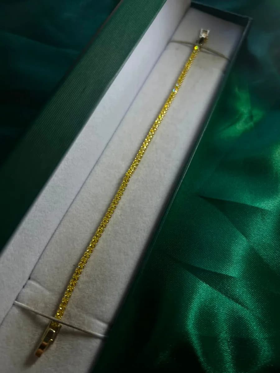 Pulsera Estilo Tennis de Piedra en Chapa de Oro 18k