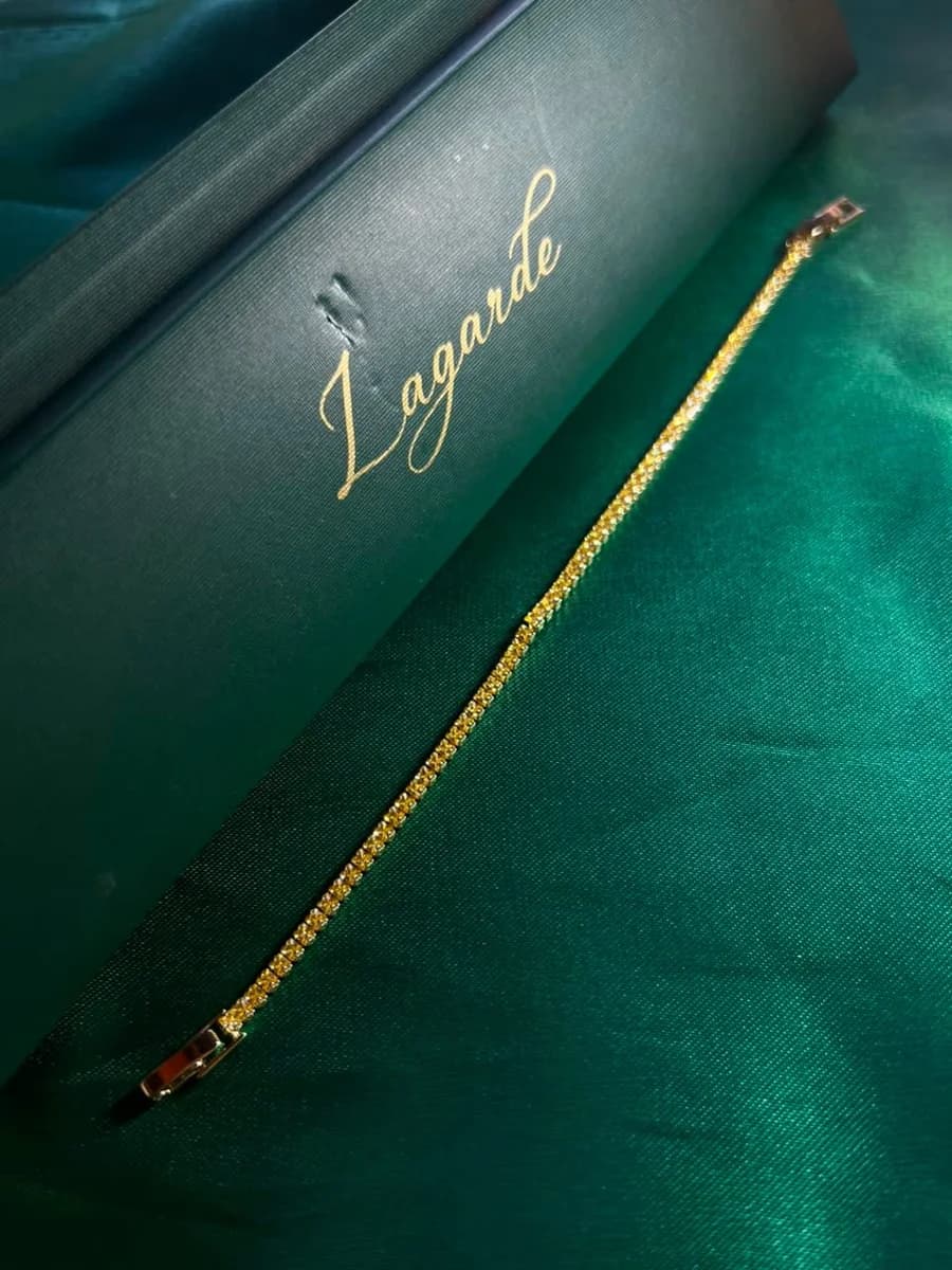 Pulsera Estilo Tennis de Piedra en Chapa de Oro 18k — vista 2