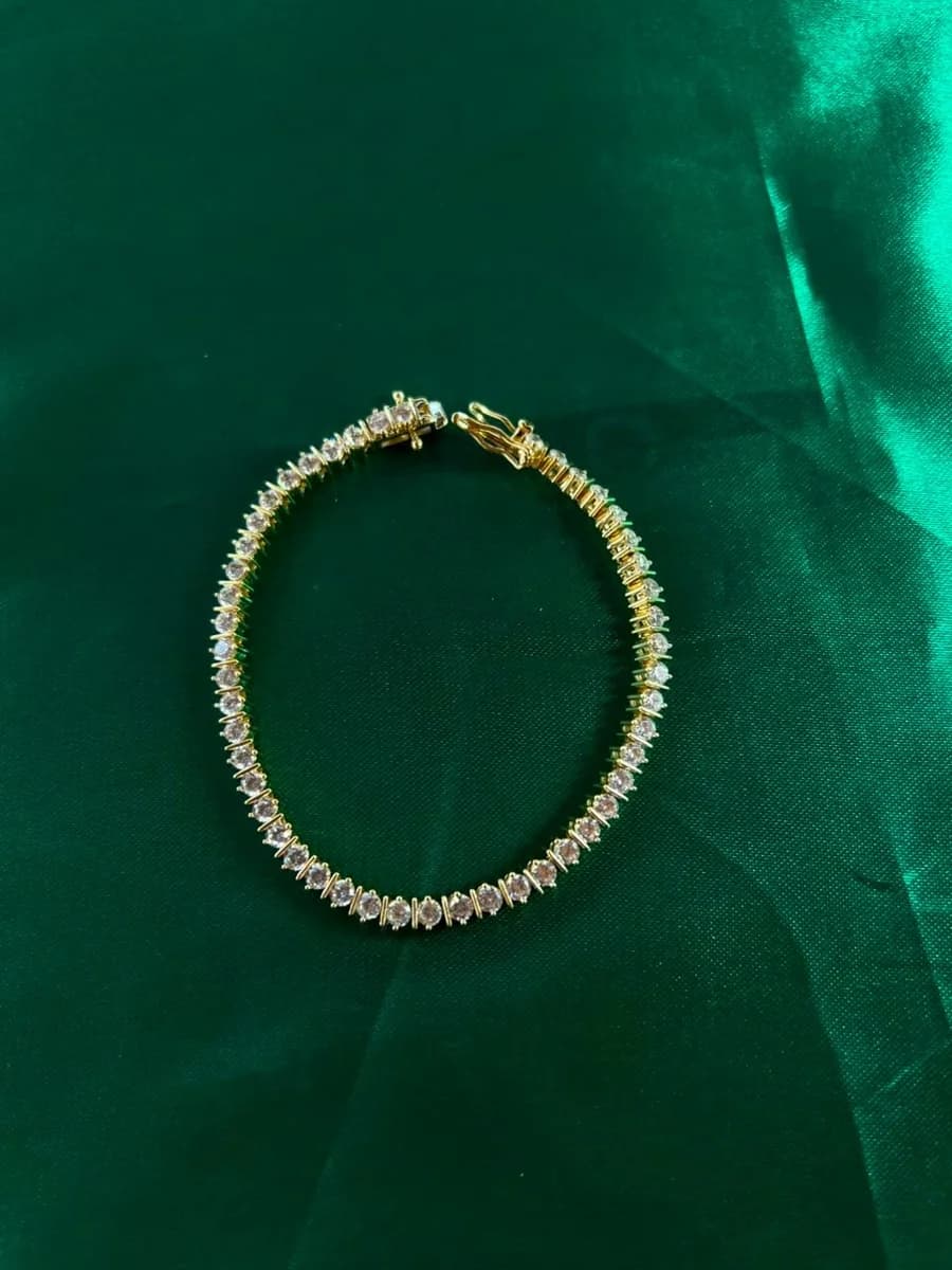 Pulsera Estilo Tennis de Piedra en Chapa de Oro 18k — vista 2