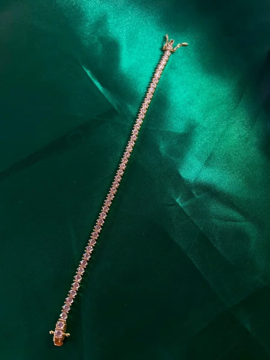 Pulsera Estilo Tennis de Piedra en Chapa de Oro 18k — vista 3