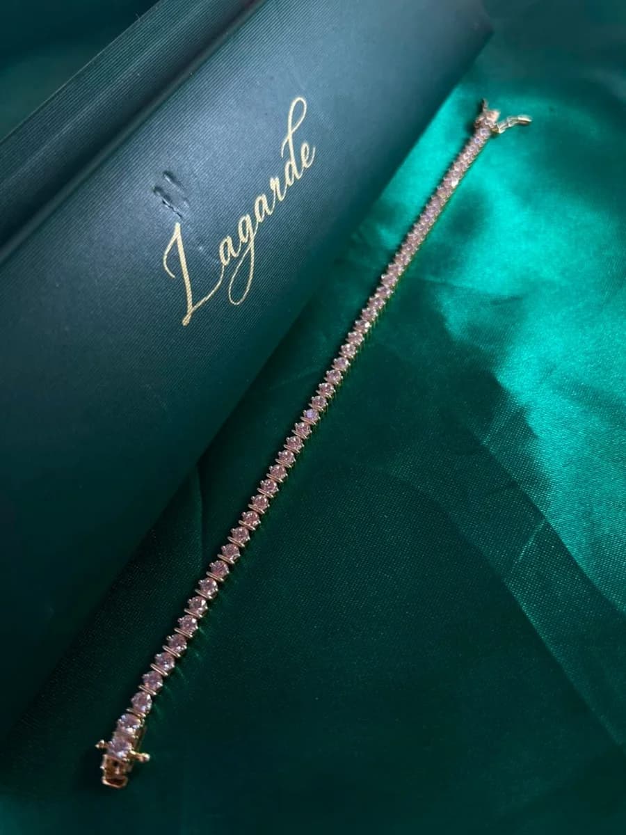 Pulsera Estilo Tennis de Piedra en Chapa de Oro 18k — vista 4