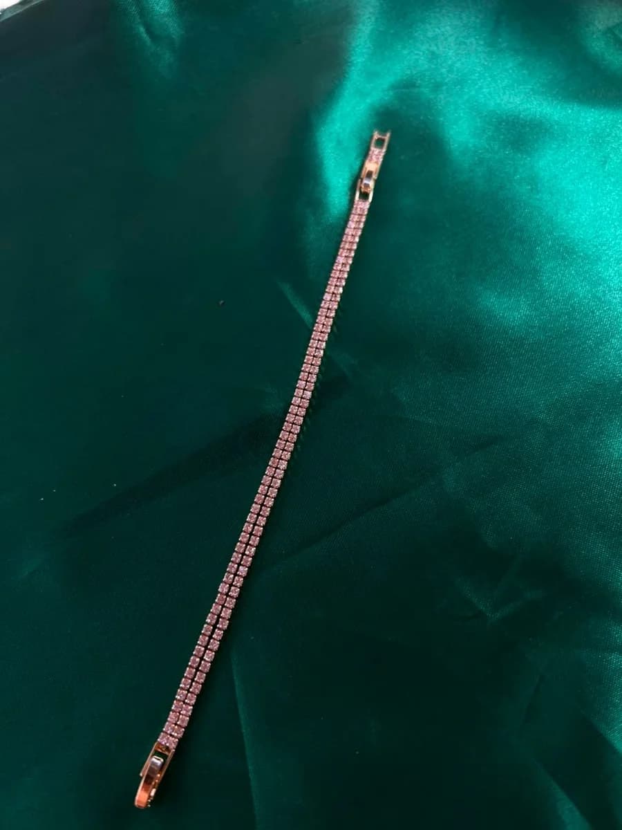 Pulsera Eslabones Cuadrados Brillantes Estilo Monaco Chapa de Oro 18k — vista 2