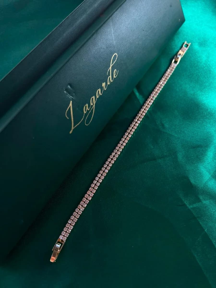 Pulsera Eslabones Cuadrados Brillantes Estilo Monaco Chapa de Oro 18k — vista 4