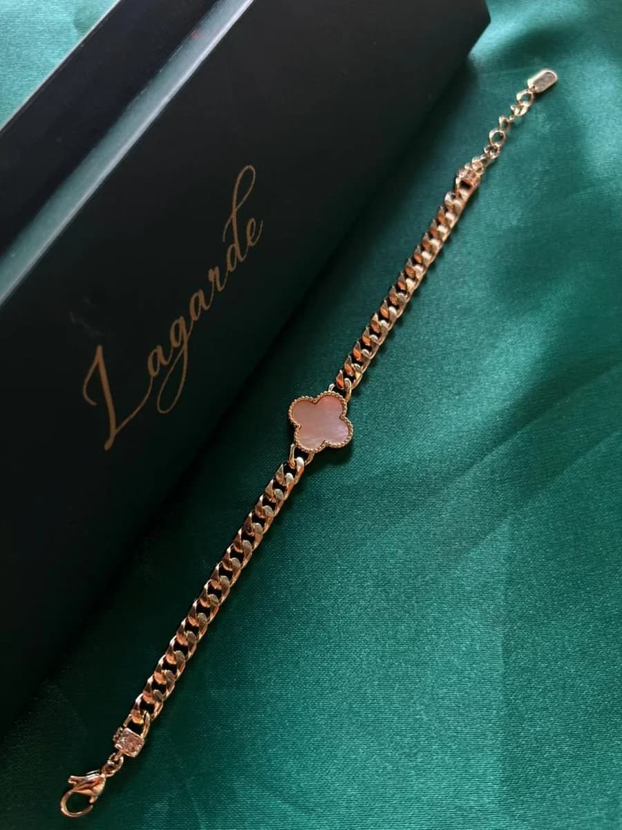Pulsera Trebol con Eslabon en Chapa de Oro 18k — vista 2