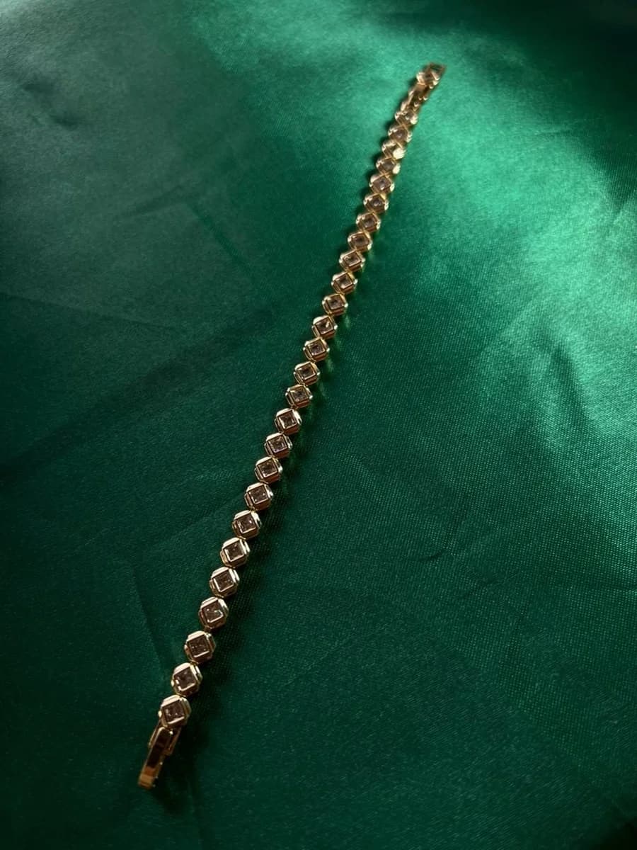 Pulsera Piedra Rombo Biselada en Chapa de Oro 18k — vista 2