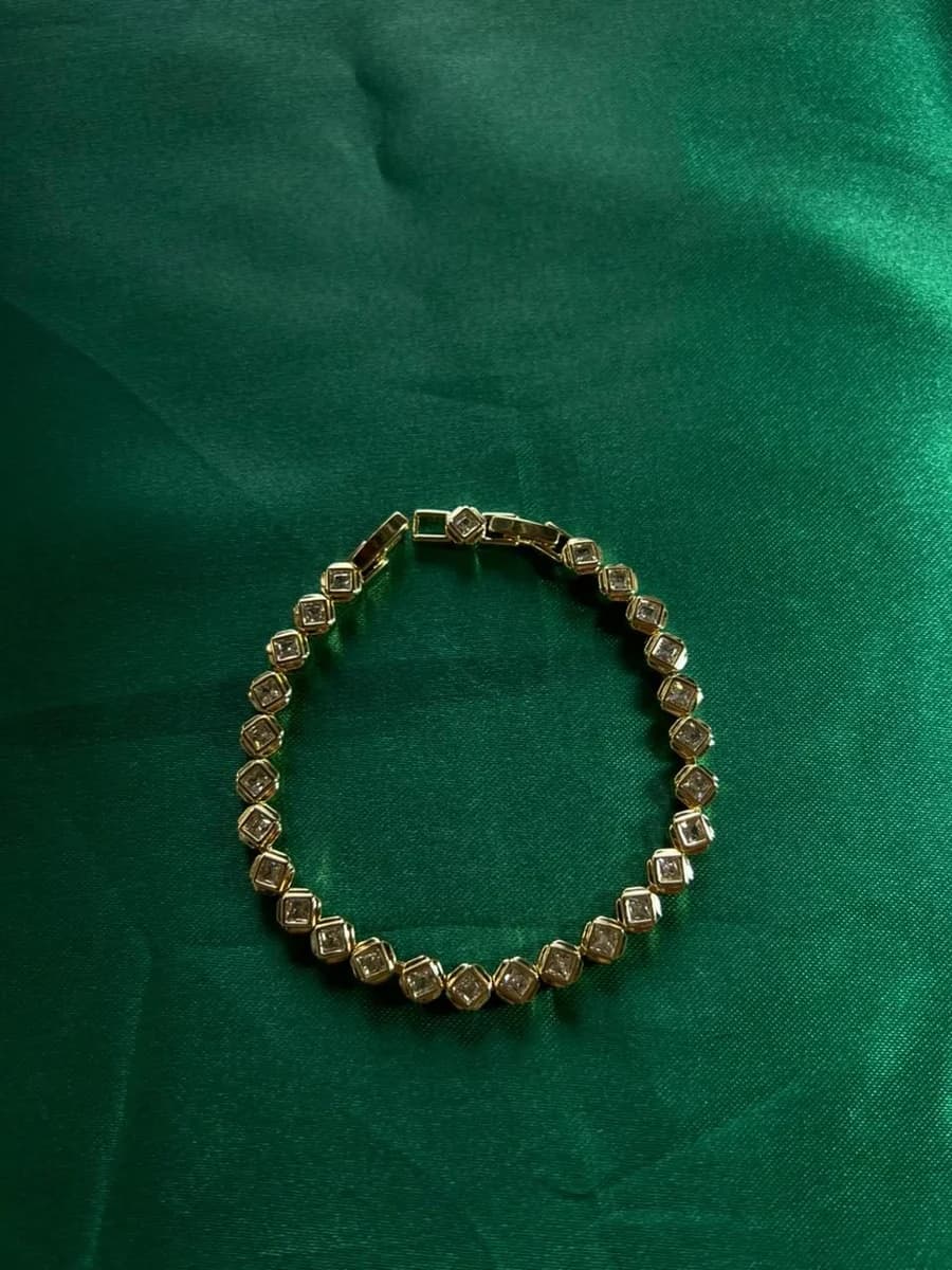 Pulsera Piedra Rombo Biselada en Chapa de Oro 18k — vista 3