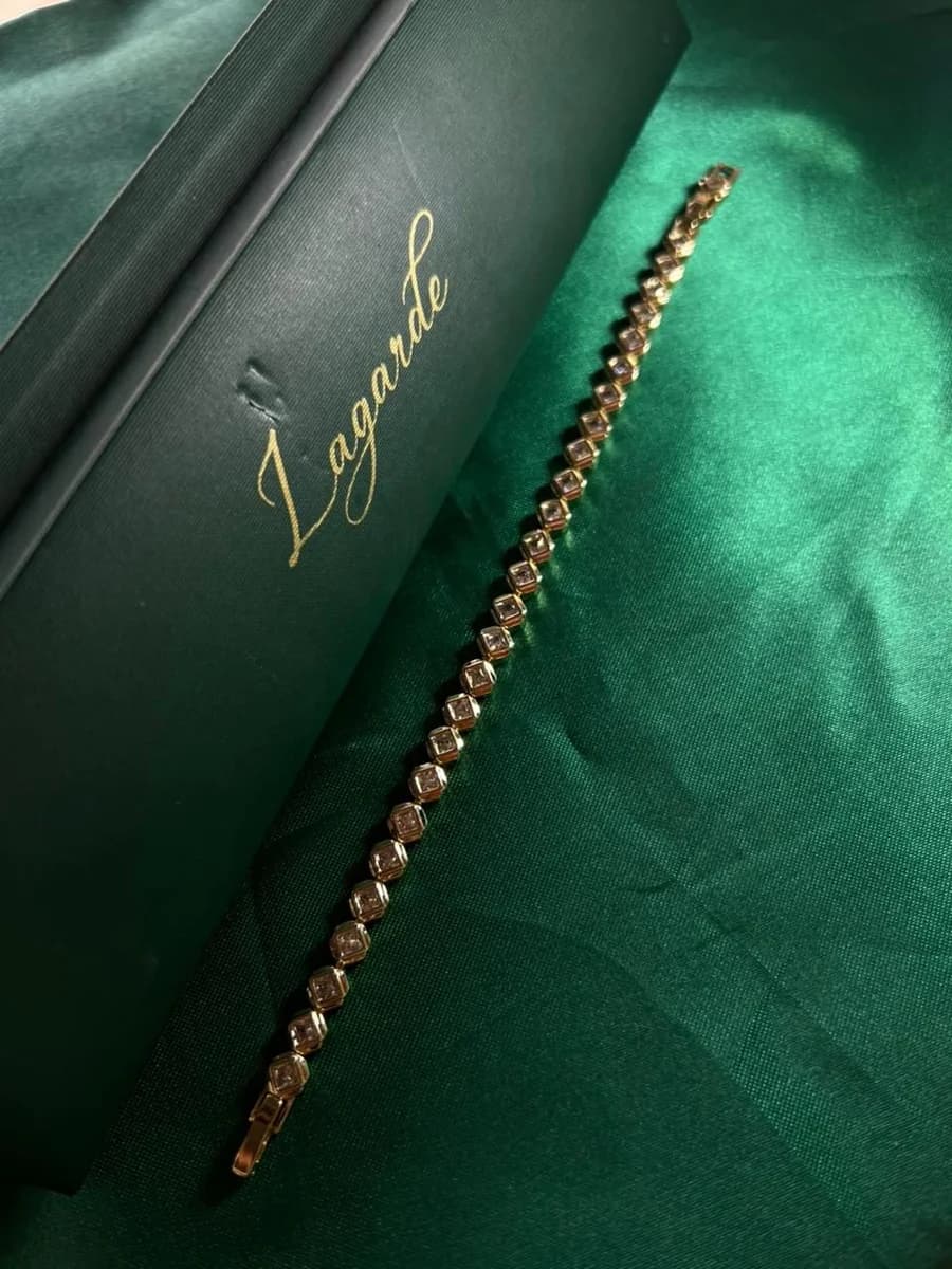 Pulsera Piedra Rombo Biselada en Chapa de Oro 18k — vista 4
