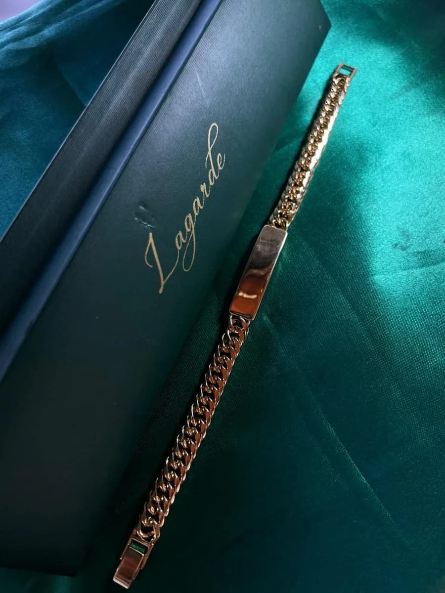 Pulsera Tipo Cubana con Placa en Chapa de Oro 18k — vista 2