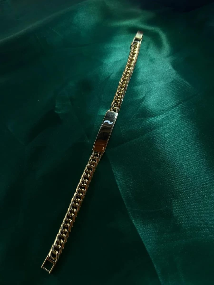 Pulsera Tipo Cubana con Placa en Chapa de Oro 18k — vista 3