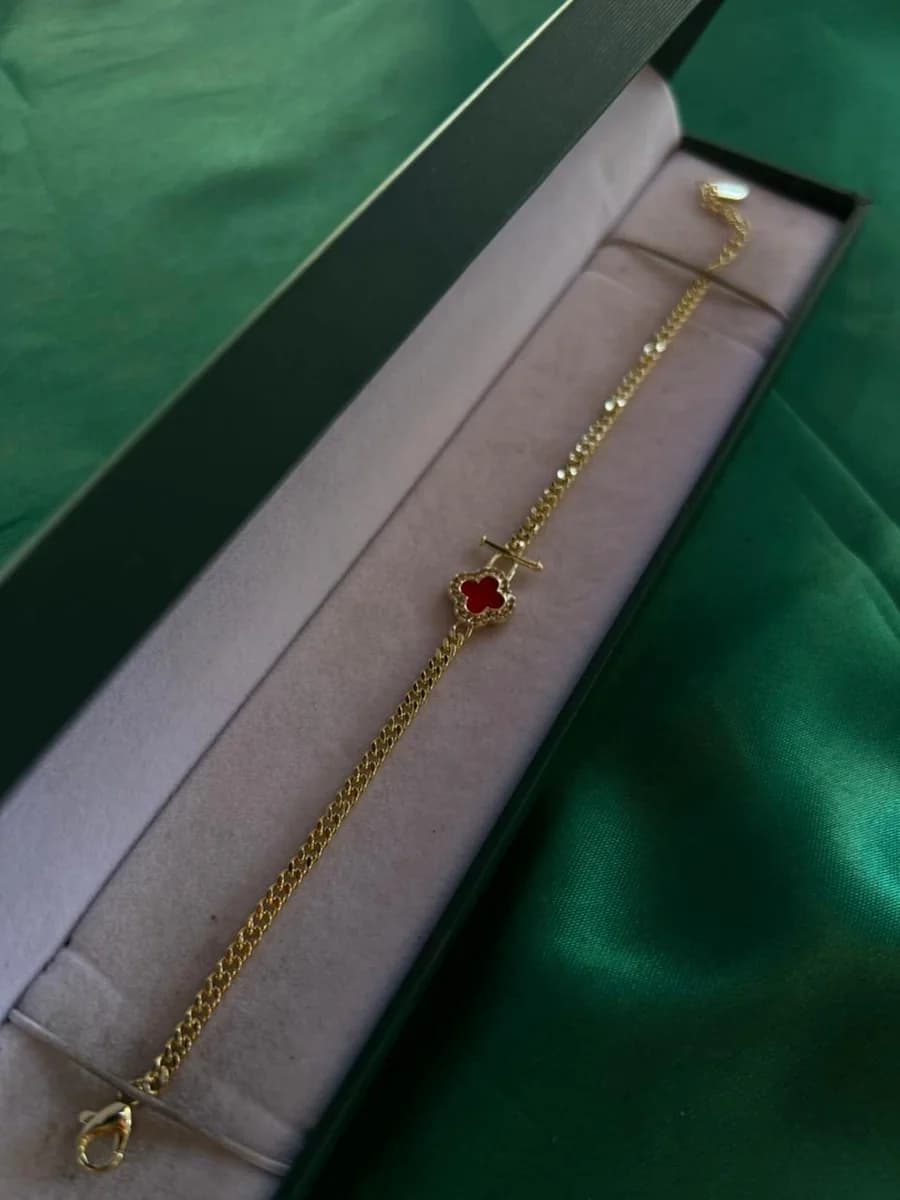 Pulsera Trébol en Chapa de Oro 18k