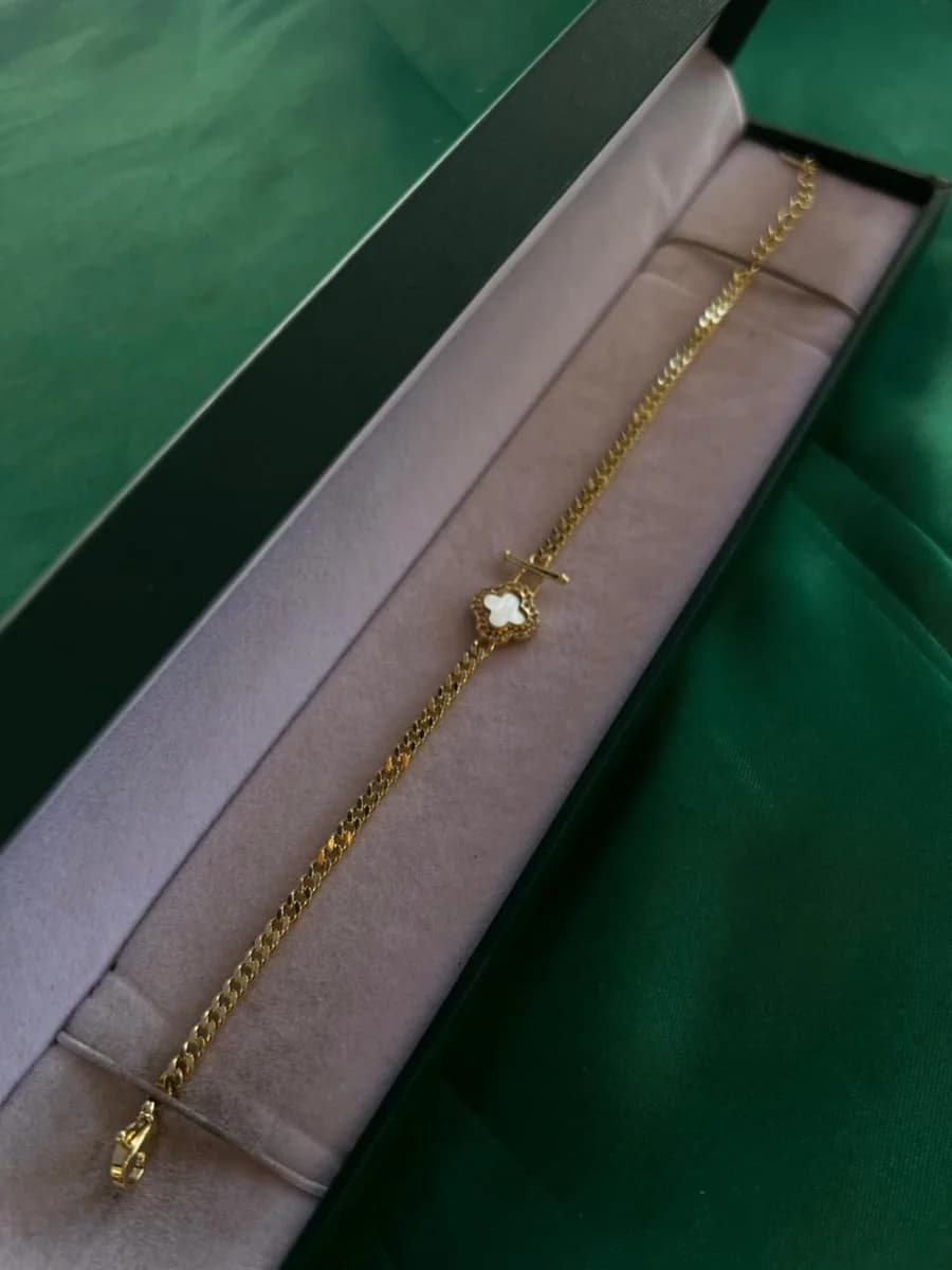 Pulsera Trébol en Chapa de Oro 18k