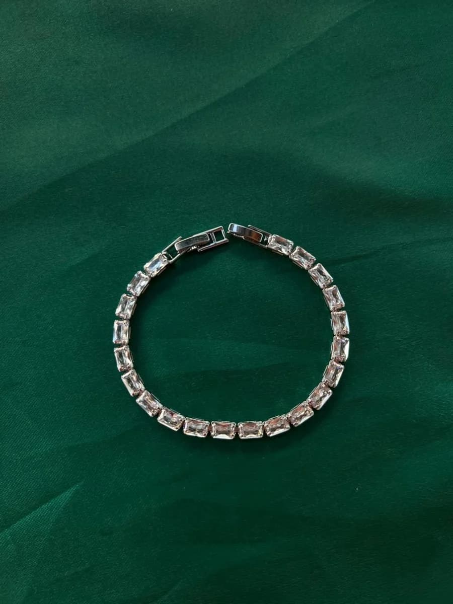 Pulsera Zirconias Rectangulares Corte Esmeralda en Chapa de Oro 18k — vista 3