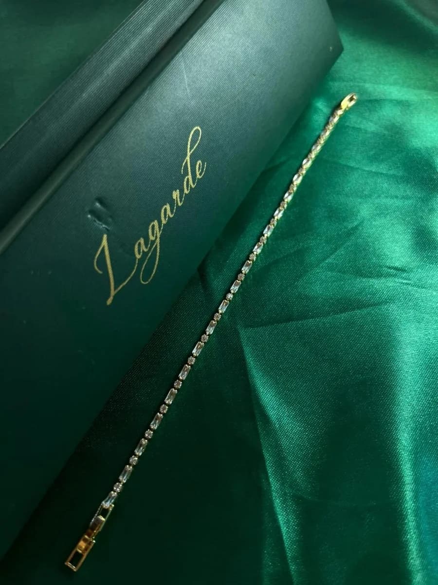 Pulsera Delgada Zirconias en Chapa de Oro 18k — vista 2