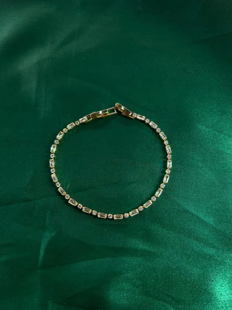 Pulsera Delgada Zirconias en Chapa de Oro 18k — vista 4