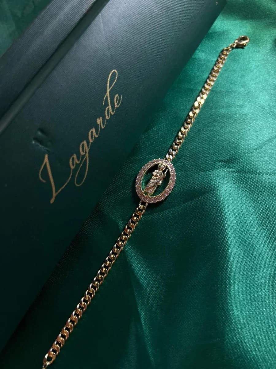 Pulsera Eslabón Cubano con Medalla San Judas en Chapa de Oro 18k — vista 2