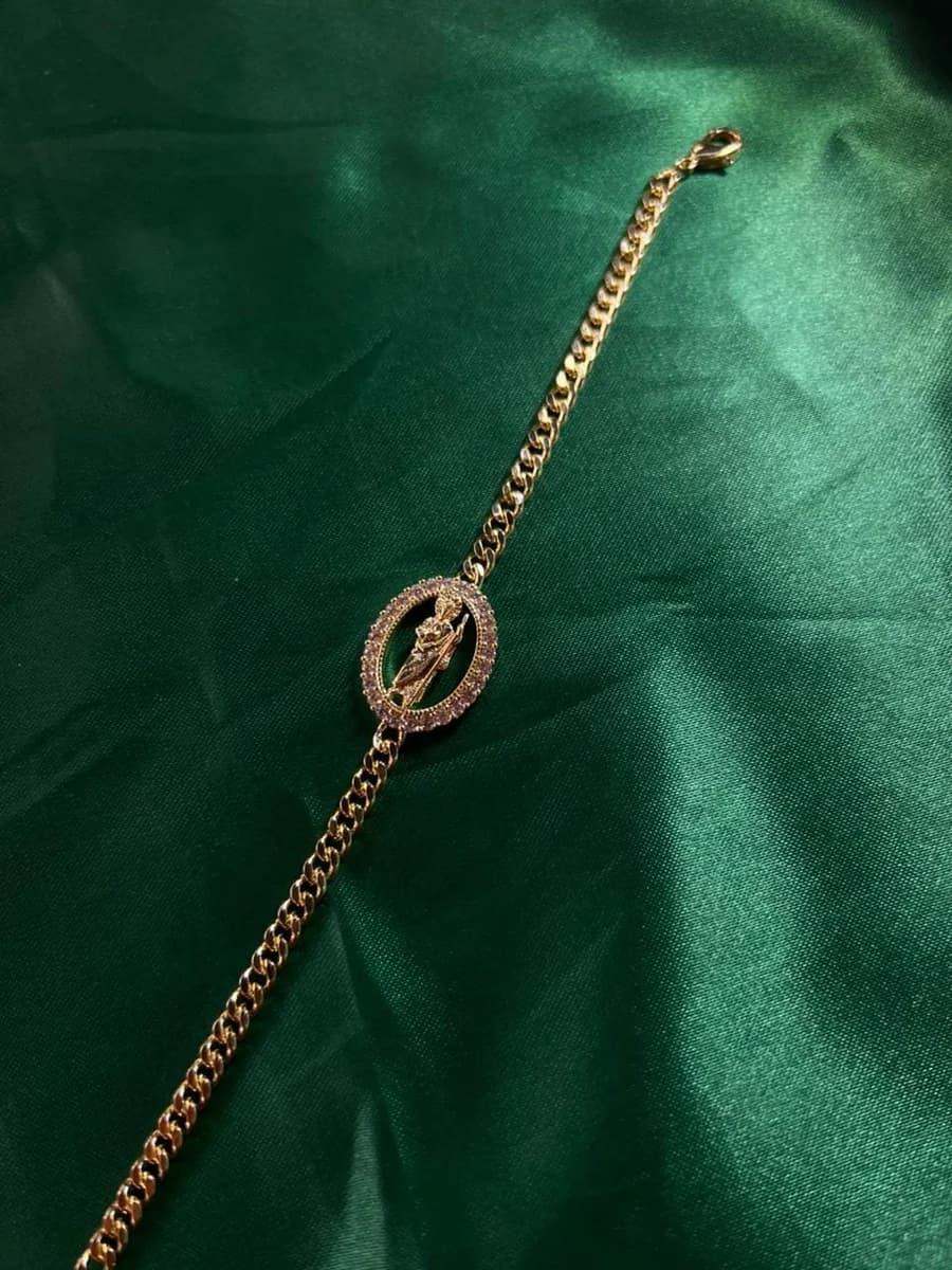 Pulsera Eslabón Cubano con Medalla San Judas en Chapa de Oro 18k — vista 3