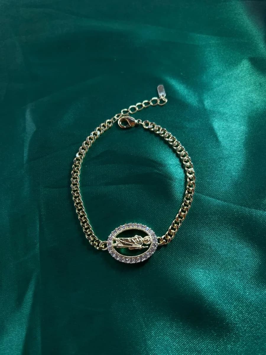 Pulsera Eslabón Cubano con Medalla San Judas en Chapa de Oro 18k — vista 4