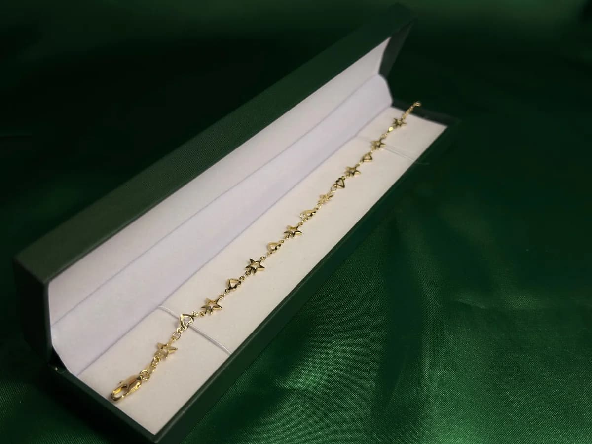Pulsera Estrellas y Corazones en Chapa de Oro 18k