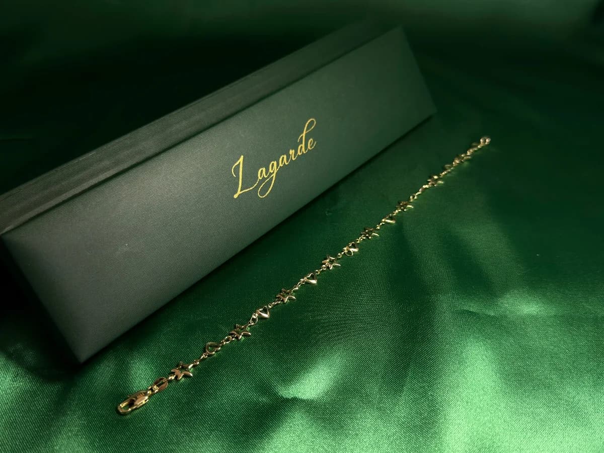 Pulsera Estrellas y Corazones en Chapa de Oro 18k — vista 2