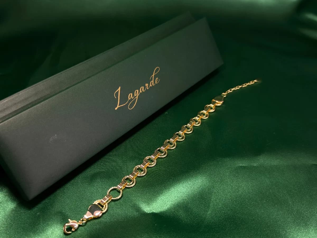 Pulsera Eslabones Redondos Texturizados en Chapa de Oro 18k — vista 4