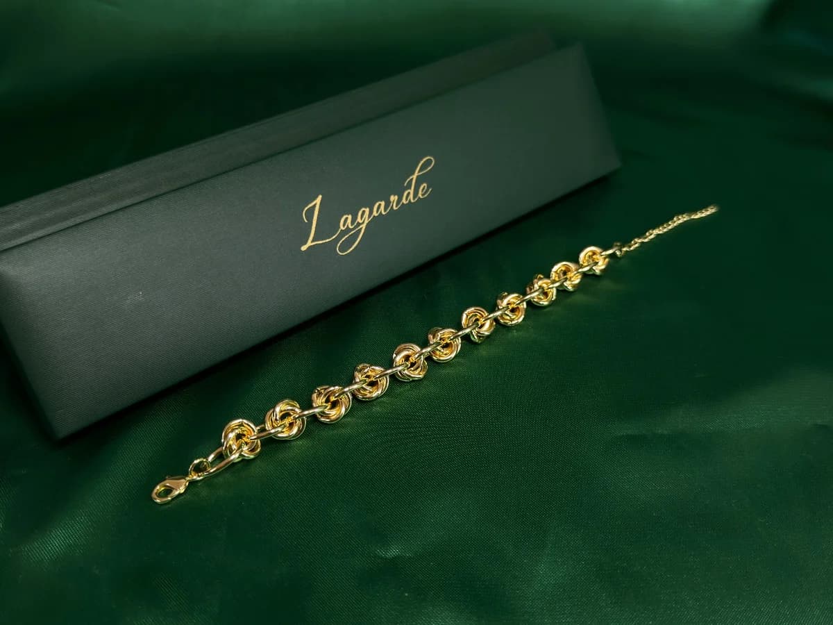 Pulsera Eslabones Nudos Marroquíes en Chapa de Oro 18k — vista 2