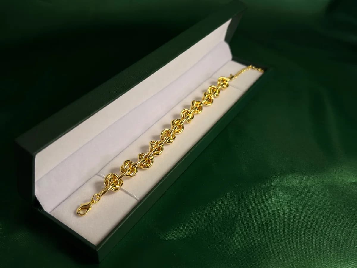 Pulsera Eslabones Nudos Marroquíes en Chapa de Oro 18k — vista 3