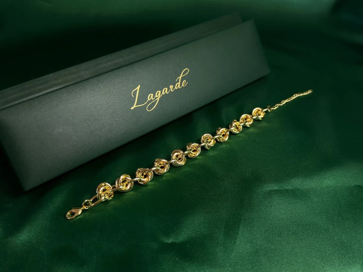 Pulsera Eslabones Nudos Marroquíes en Chapa de Oro 18k — vista 4