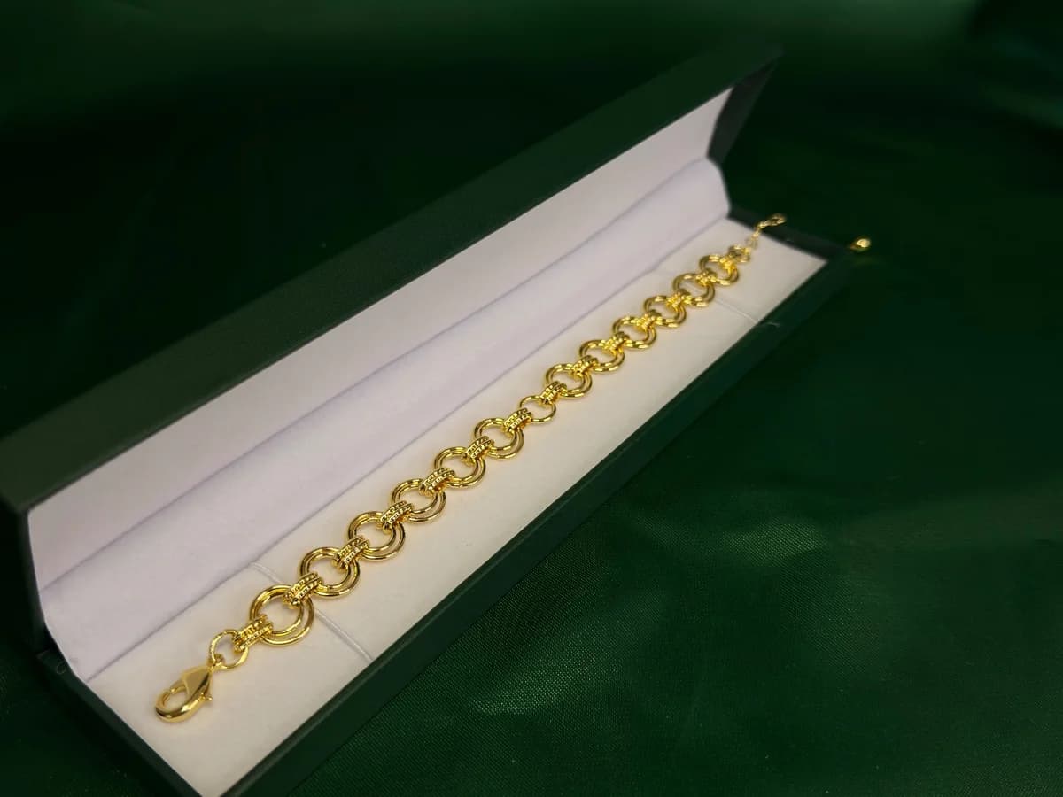Pulsera Eslabones Redondos Texturizados en Chapa de Oro 18k — vista 2