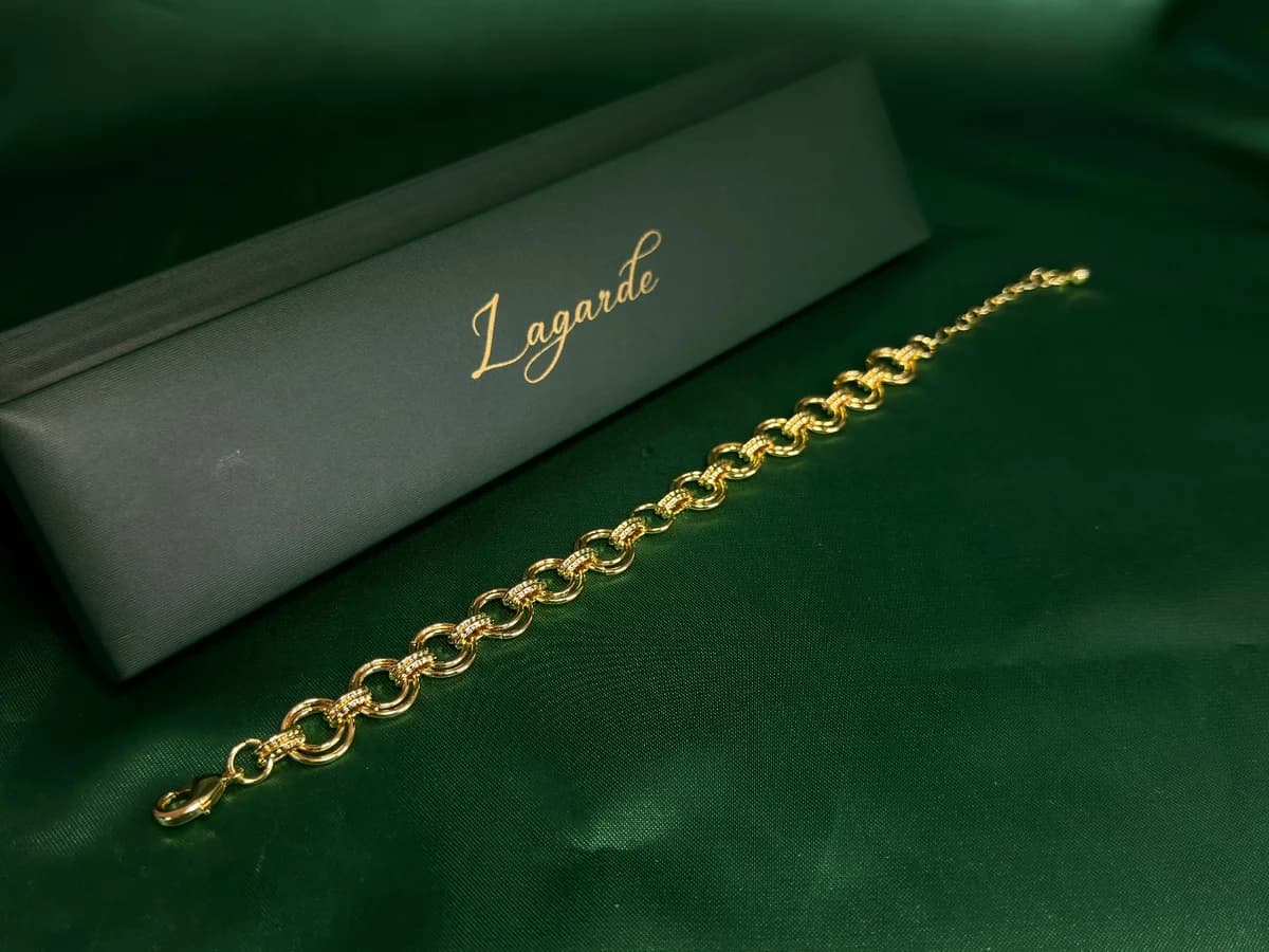 Pulsera Eslabones Redondos Texturizados en Chapa de Oro 18k — vista 4