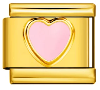 Charm Italiano Corazón Rosa Dorado