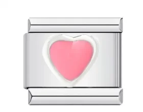 Charm Italiano Corazón Rosa Plateado
