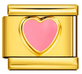 Charm Italiano Corazón Rosa Dorado