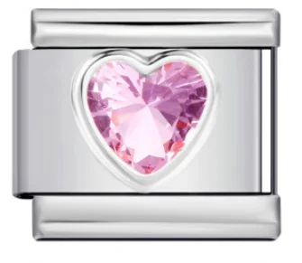 Charm Italiano Corazón Rosa Plateado