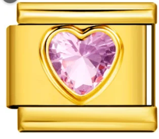 Charm Italiano Corazón Rosa Dorado