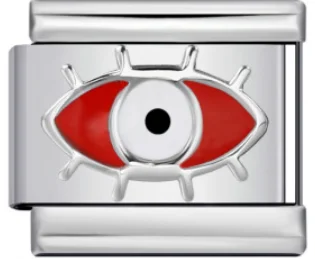 Charm Italiano Ojo Turco Rojo Plateado