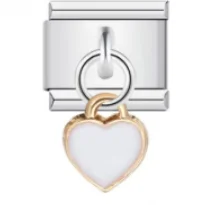 Charm Italiano Corazón Blanco Colgante Bicolor