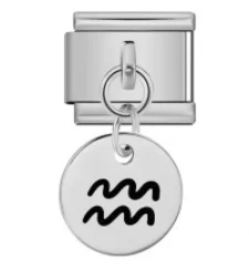 Charm Italiano Signo Acuario Colgante Plateado
