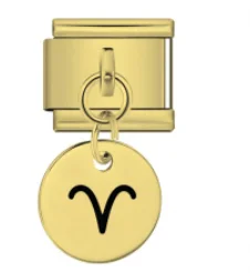 Charm Italiano Signo Aries Colgante Dorado