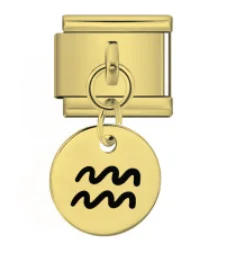 Charm Italiano Signo Acuario Colgante Dorado