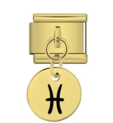 Charm Italiano Signo Piscis Colgante Dorado