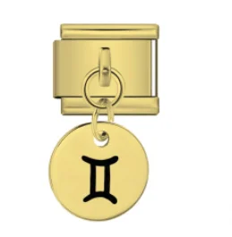 Charm Italiano Signo Zodiacal Géminis Colgante Dorado