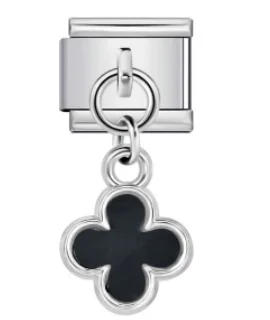 Charm Italiano Trébol Negro Colgante