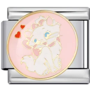 Charm Italiano Gata Marie y Corazones Plateado