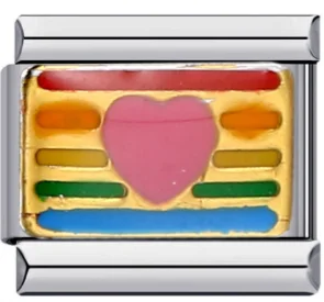 Charm Italiano Corazón Esmaltado Plateado