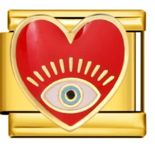 Charm Italiano Corazón Rojo con Ojo Dorado